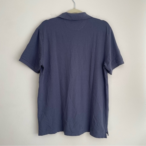 Faherty Straight Fit Cotton Short Sleeve Polo navy blue collared preppy academia - Picture 3 of 10